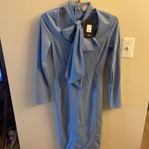 Cute Bow/Tie Front Dress, Powder/Dusk Blue; Runs Small; Tag LG (Actual MED)